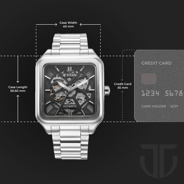 Titan Shaped Automatics Anthracite Dial Silver Stainless Steel Strap watch for Men - image number 2