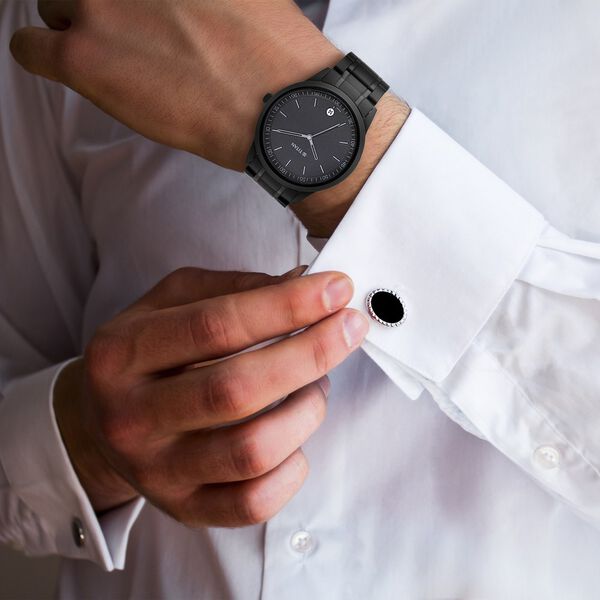 Titan Minimals Quartz Analog with Date Black Dial Black Metal Strap Watch For Men - image number 5