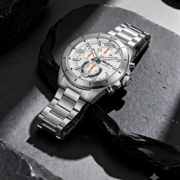 Octane Velocity Sporty White Dial Round Stainless Steel Watch For Men