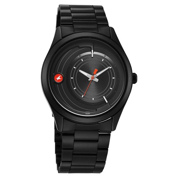 Fastrack Groove Quartz Analog Black Dial Black Stainless Steel Strap Watch For Guys - image number 1