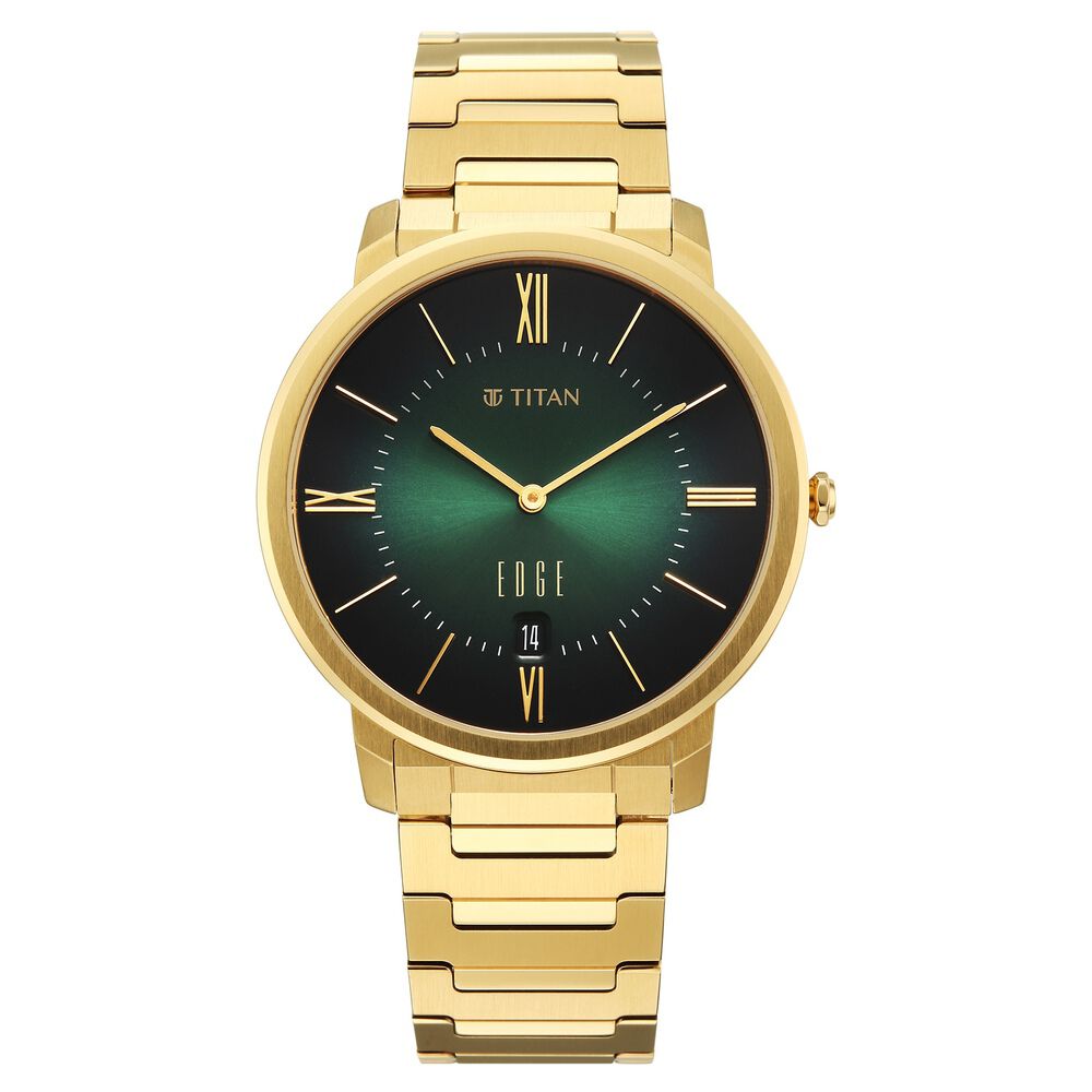 Edge Meister Quartz Analog with Date Green Dial Golden Stainless Steel Strap Watch For Men-picture-18