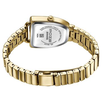 Poze By Sonata Quartz Analog Silver Dial Gold Metal Strap Watch For Women