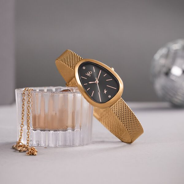 Vyb Prodigy By Fastrack Quartz Analog Grey Dial Rose Gold Stainless Steel Strap Watch For Girls - image number 0