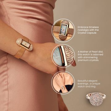 Titan Raga Memoirs Quartz Analog Mother Of Pearl Dial Watch For Women With Rose Gold Metal Strap