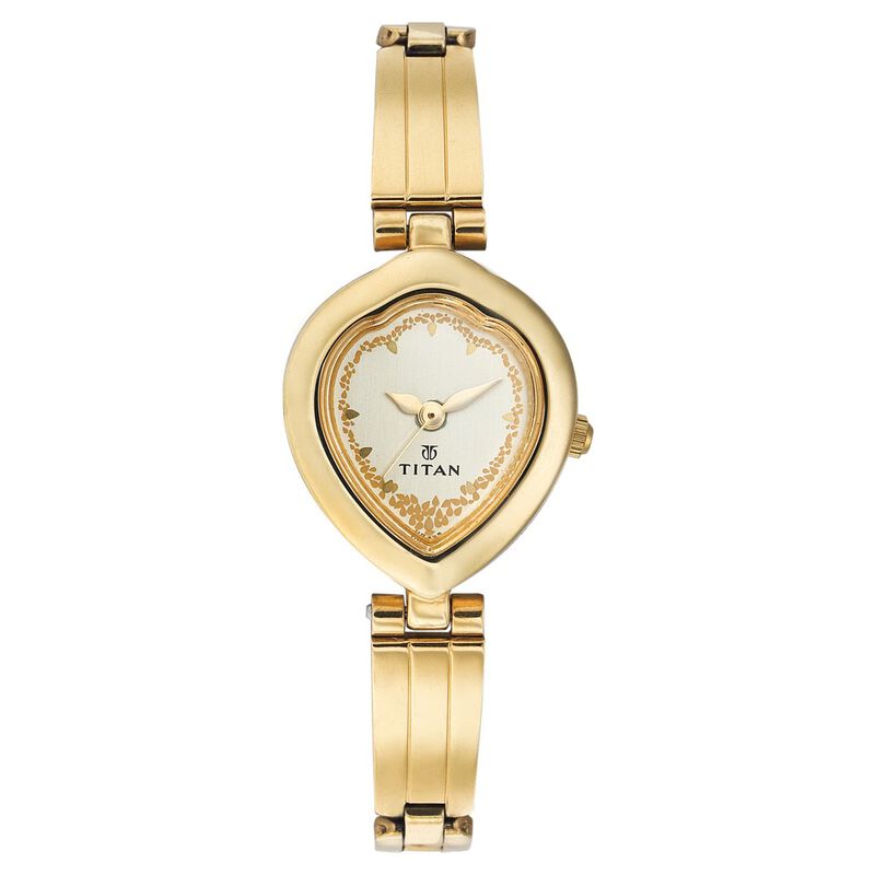 Titan Quartz Analog Champagne Dial Watch for Women