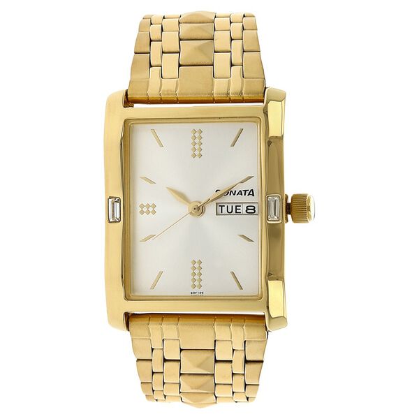 Sonata Quartz Analog with Day and Date Silver Dial Stainless Steel Strap Watch for Men - image number 0