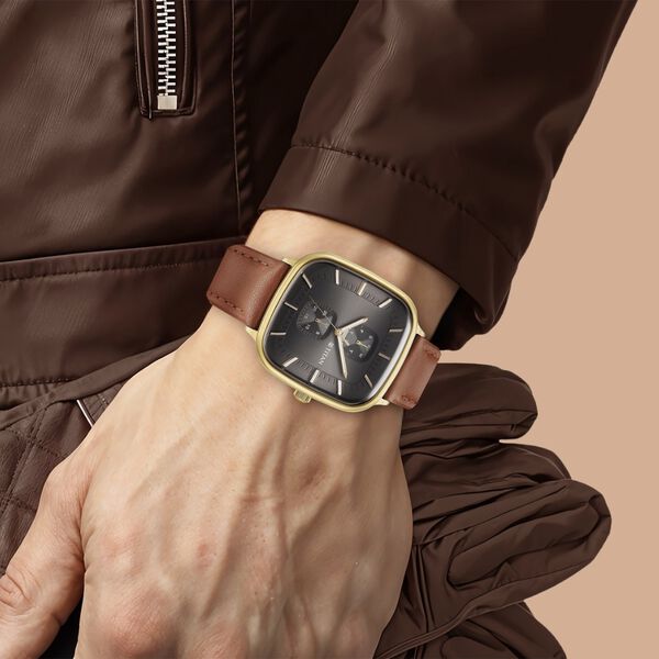Titan Avant Garde Anthracite Dial Quartz Multifunction Leather Strap watch for Men - image number 6