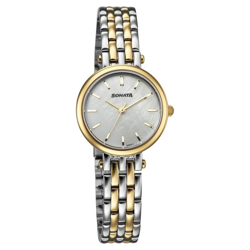 Sonata Eternia Quartz Analog White Dial Metal Strap Watch For Women