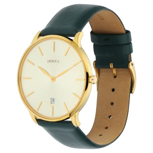 Titan Nebula Lustre 18k Gold Analog Leather Strap Watch for Men - image number 2