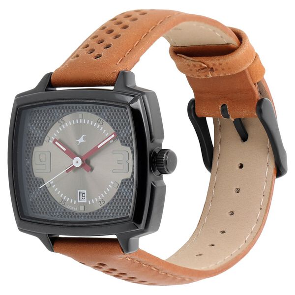 Fastrack Loopholes Quartz Analog with Date Grey Dial Leather Strap Watch for Girls - image number 1