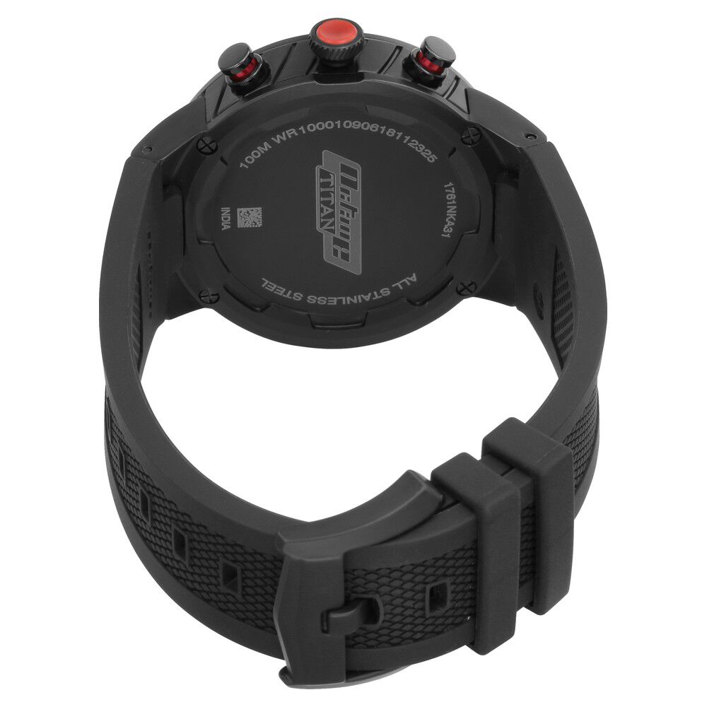 Buy Online Titan Octane Black Dial Chronograph PU Strap watch for