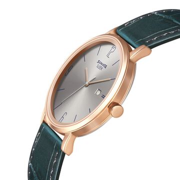 Sonata Quartz Analog with Date Grey Dial Leather Strap Watch for Men