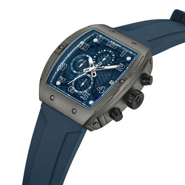 Police Chronograph Blue Dial Blue Color Silicone Strap Watch For Men