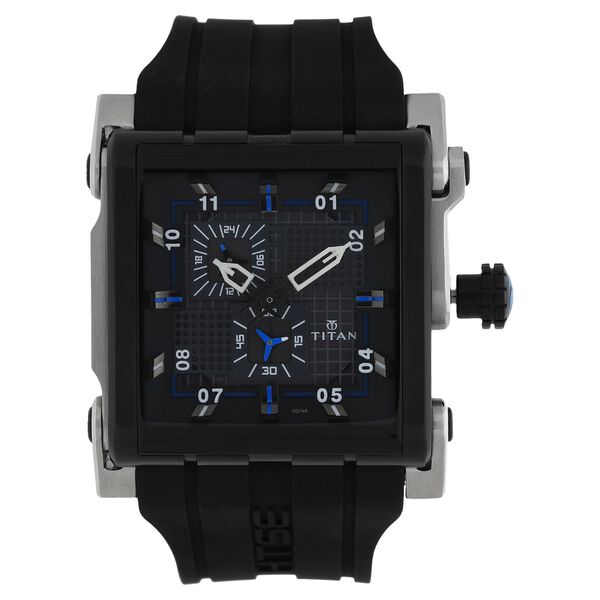 Titan Quartz Multifunction Black Dial Silicone Strap Watch for Men - image number 0