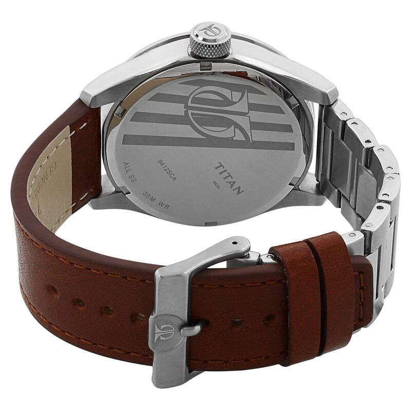 Titan Silver Dial Analog with Date Leather Strap Watch for Men - image number 3