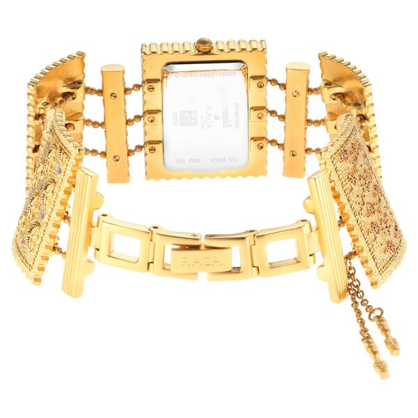 Titan Raga X Masaba Quartz Analog Golden Dial Golden Metal Strap Rectangular Shaped Watch For Women - image number 4