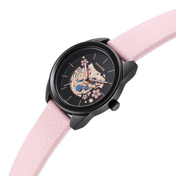 Sonata Unveil Quartz Multifunction Black Dial Leather Strap Watch for Women
