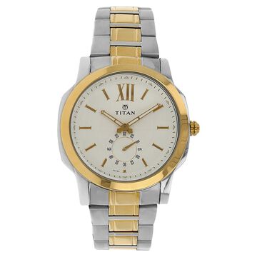 Titan Regalia Rome White Dial Quartz Multifunction Stainless Steel Strap watch for Men