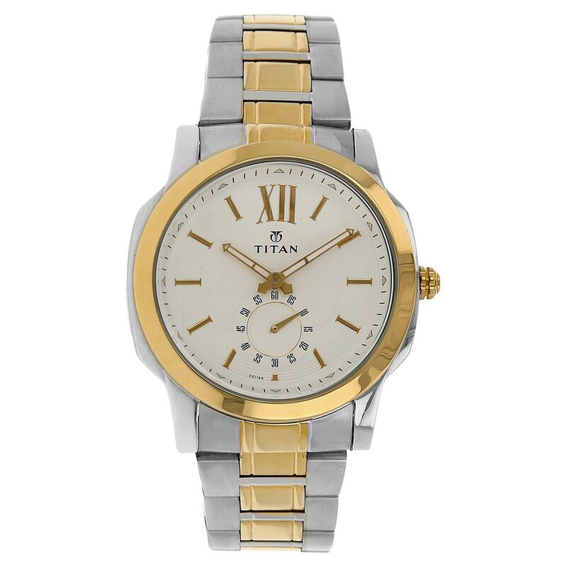 Titan Regalia Rome White Dial Quartz Multifunction Stainless Steel Strap watch for Men