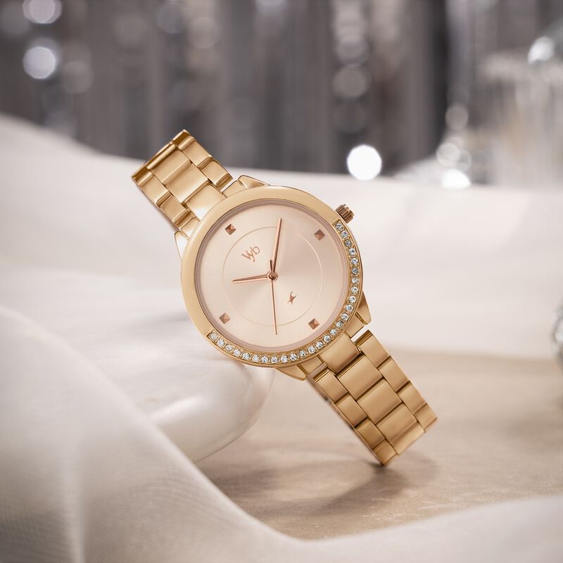 Vyb Eclipse By Fastrack Quartz Analog Rose Gold Dial Rose Gold Stainless Steel Strap Watch For Girls