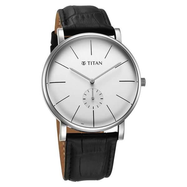 Titan Elegance Analog with Small Second and White Dial Black Leather Strap Watch for Men - image number 2