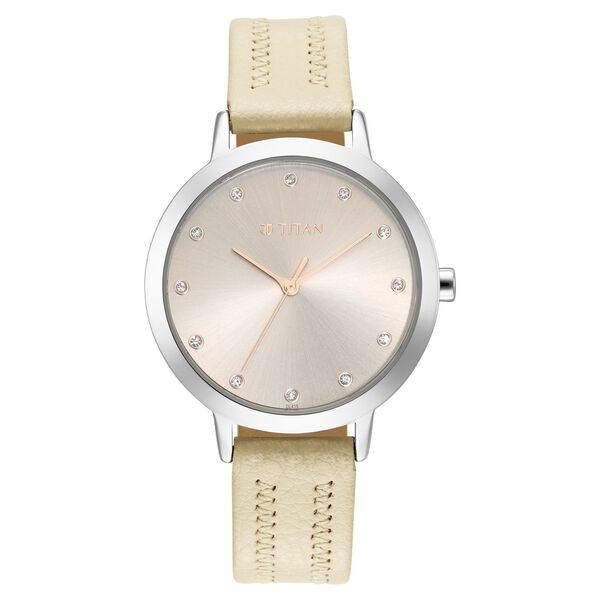 Titan Memento Beige Dial Analog Leather Strap Watch for Women - image number 5