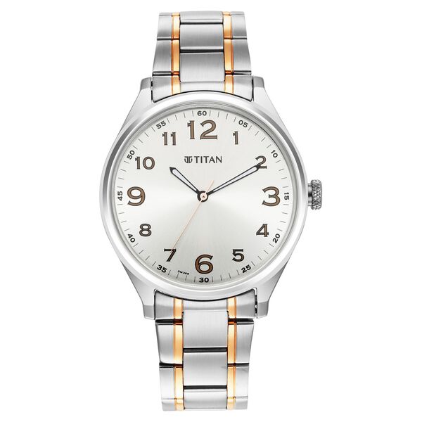 Titan Quartz Analog Silver White Dial Stainless Steel Strap Watch for Men - image number 1