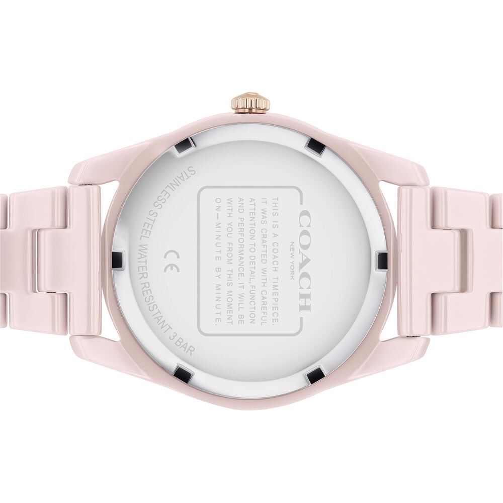 Buy Online Coach Quartz Analog Pink Dial Ceramic Strap Watch for Women ndco14503772w Titan