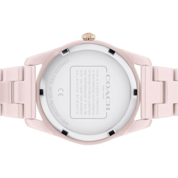 Coach Quartz Analog Pink Dial Ceramic Strap Watch for Women - image number 2