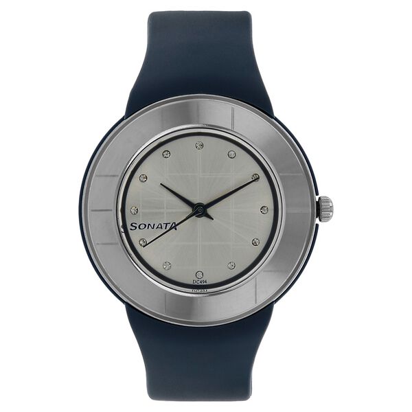 SF Quartz Analog Silver Dial Plastic Strap Watch for Women - image number 0