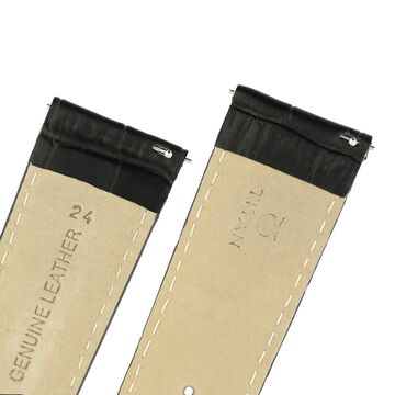 24 mm Black Genuine Leather Strap for Men