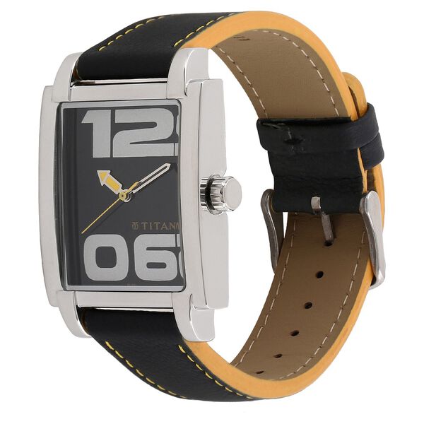 Titan Quartz Analog Black Dial Leather Strap Watch for Men - image number 1