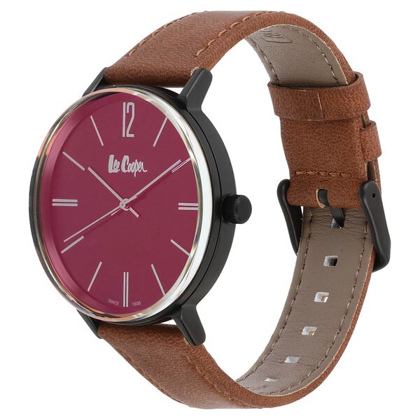 Lee Cooper Quartz Analog Black Dial Leather Strap Watch for Men - image number 2