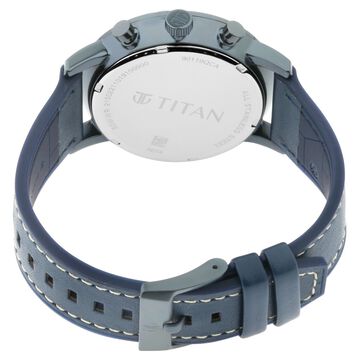 Titan Athleisure Silver Dial Quartz Multifunction Leather Strap Watch for Men