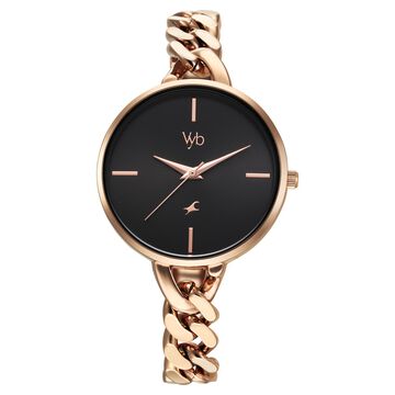 Vyb Spotlight By Fastrack Quartz Analog Black Dial Metal Strap Watch For Girls