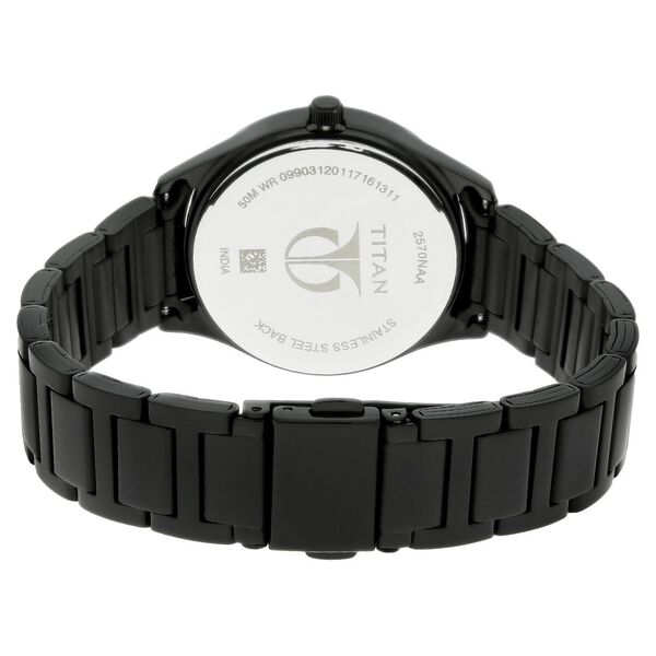 Titan Quartz Analog with Day and Date Black Dial Stainless Steel Strap Watch for Women - image number 3