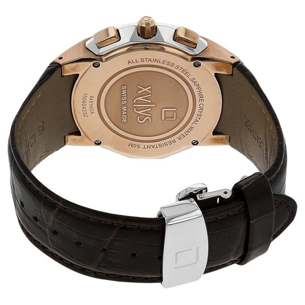 Xylys Swiss Chronograph Black Leather Strap and White Dial Watch For Men - image number 3