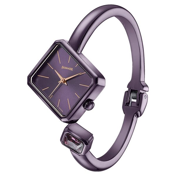 Sonata Wedding Edit Quartz Analog Purple Dial Metal Strap Watch For Women - image number 3