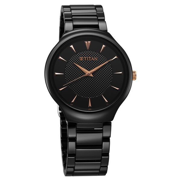 Titan Regalia Ceramics Quartz Analog Black Dial Black Color Ceramic Strap Watch For Men - image number 1