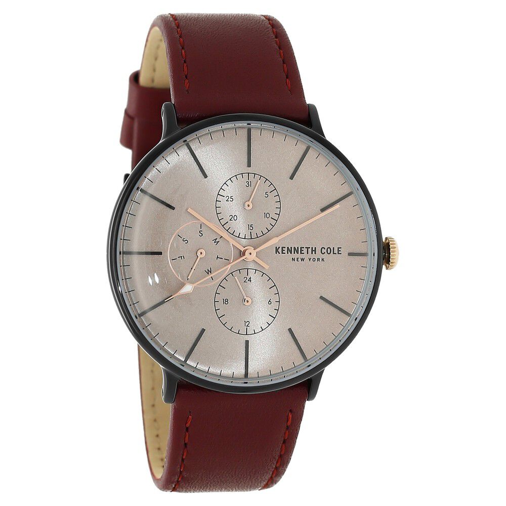 Buy Online Kenneth Cole Quartz Multifunction Brown Dial Leather Strap Watch for Men nckc50645001mn Titan