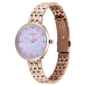 Poze By Sonata Quartz Analog Mother of Pearl Dial Rose Gold Stainless Steel Strap Watch For Women