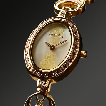 Titan Nebula Jewels 18k Gold Analog with Diamonds and Rubies Watch for Women