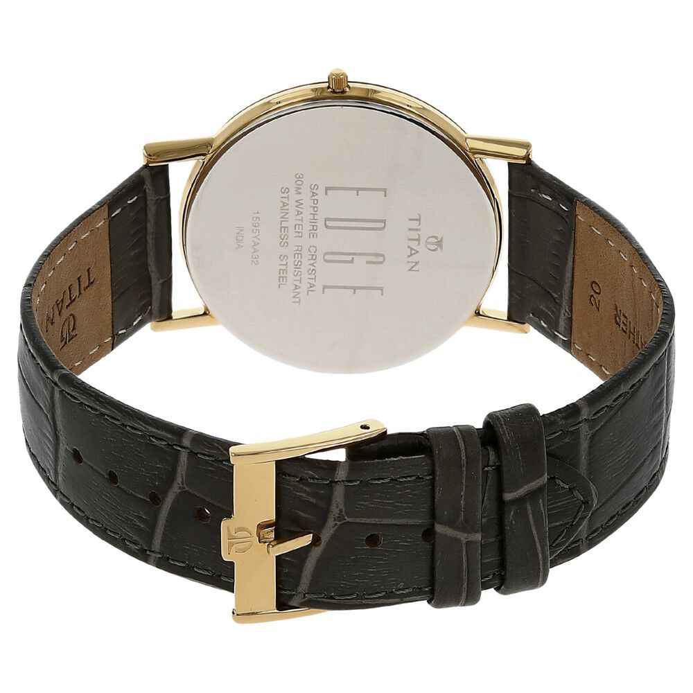Buy Online Titan Quartz Analog Grey Dial Leather Strap Watch for
