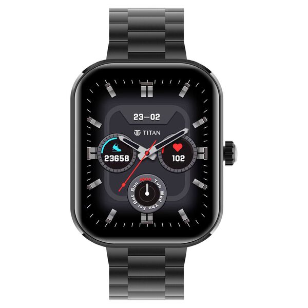Titan Mirage 4.97 cm AMOLED Display and AOD, Functional Crown, BT Calling Smartwatch with Black Metal Strap With Black Strap - image number 0