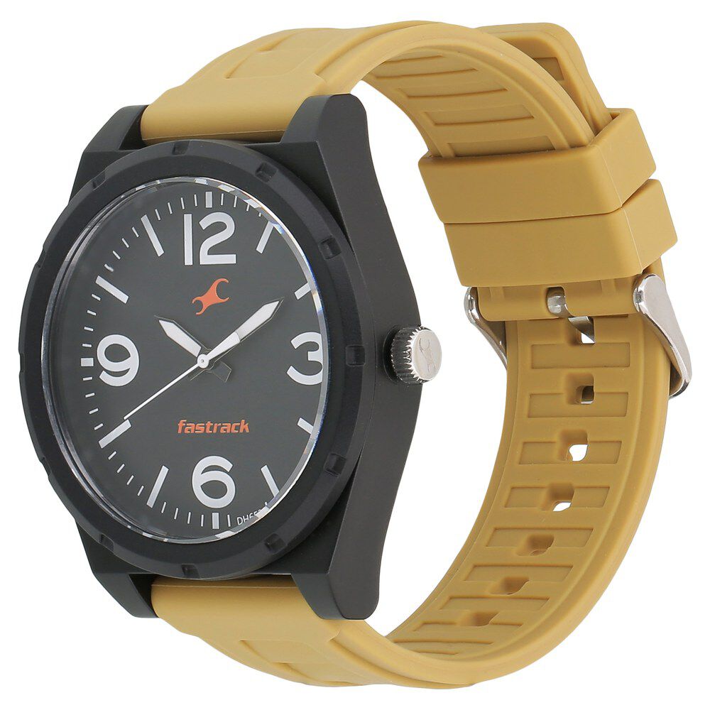 Buy Online Fastrack Trendies Quartz Analog Black Dial Silicone Strap Watch for Guys nm38040pp02 Titan
