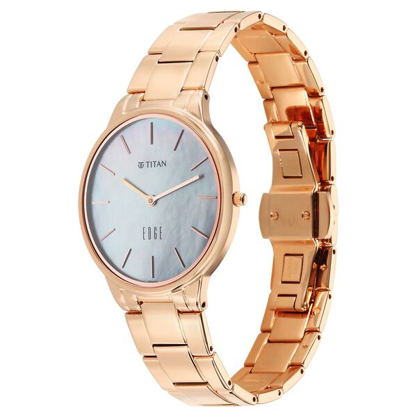 Titan Edge Metal Ladies Allure Quartz Analog Mother Of Pearl Round Shaped Dial Rose Gold Stainless Steel Strap Watch For Women - image number 2