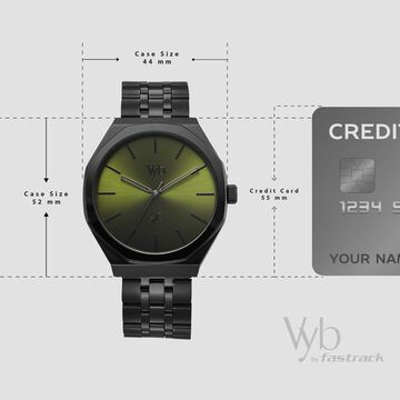 Fastrack Vyb Challenger Quartz Analog Green Dial Metal Strap Watch For Guys
