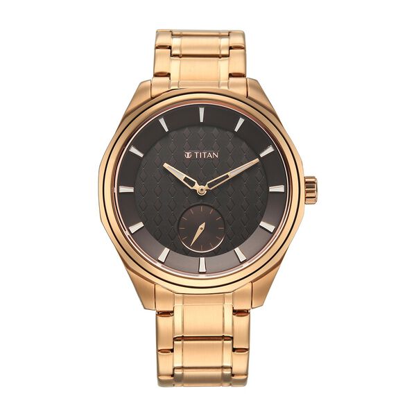 Titan Regalia Opulent Offset Second Hand Rose Gold Dial And Strap Watch For Men - image number 1