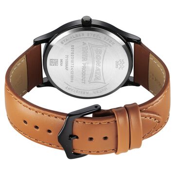 Sonata Aspire Quartz Analog Black Dial Leather Strap Watch For Men