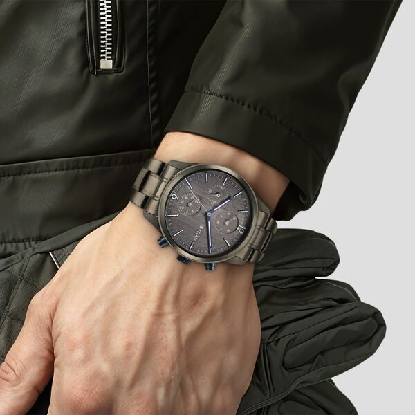 Titan Neo Splash Quartz Multifunction Anthracite Dial Stainless Steel Strap Watch for Men - image number 6